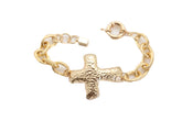 Gold Metal Chain Wrist Bracelet Cross Charm Weekend Look